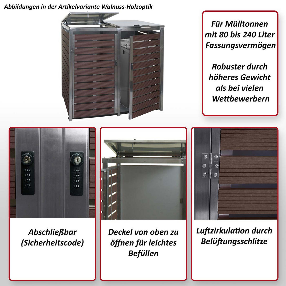 XL MÜLLTONNENVERKLEIDUNG 2ER/4ER Anthrazit - Anthrazit, Metall (144/117/102cm) - MCW