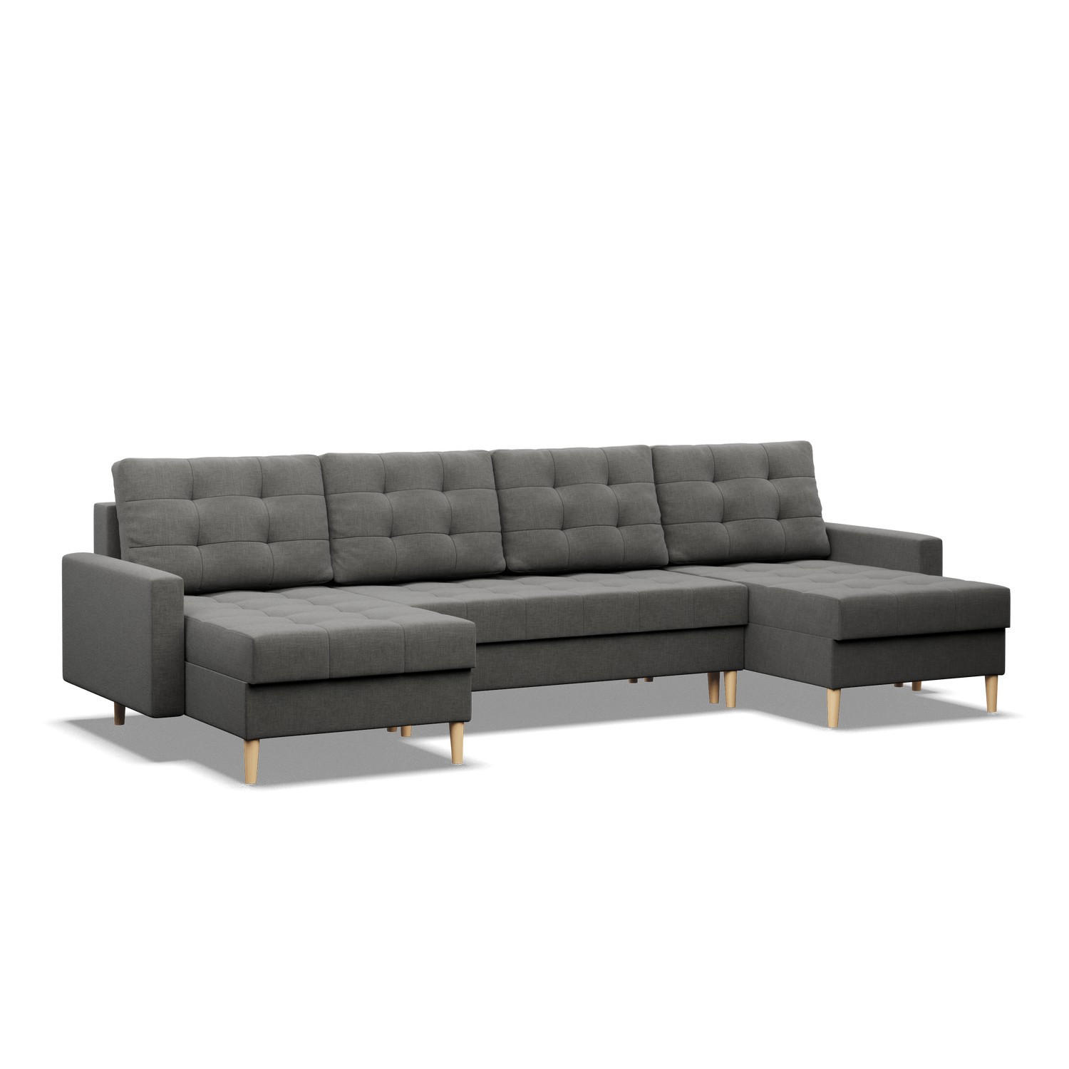 U-SOFA MIT SCHLAFFUNKTION ELMA, Dunkelgrau - Dunkelgrau, Textil (294/88/140cm)