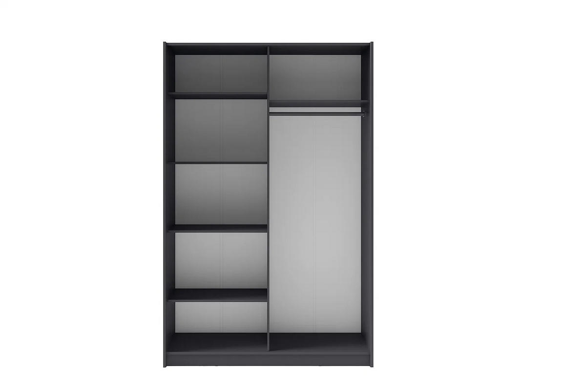 SCHIEBETÜRENSCHRANK GAVERO 11 - 180,6×198,5×62 cm ohne Spiegel Grau Graphit - Grau, Holz/Holzwerkstoff (108.6/198.5/62cm) - Milaros Markt