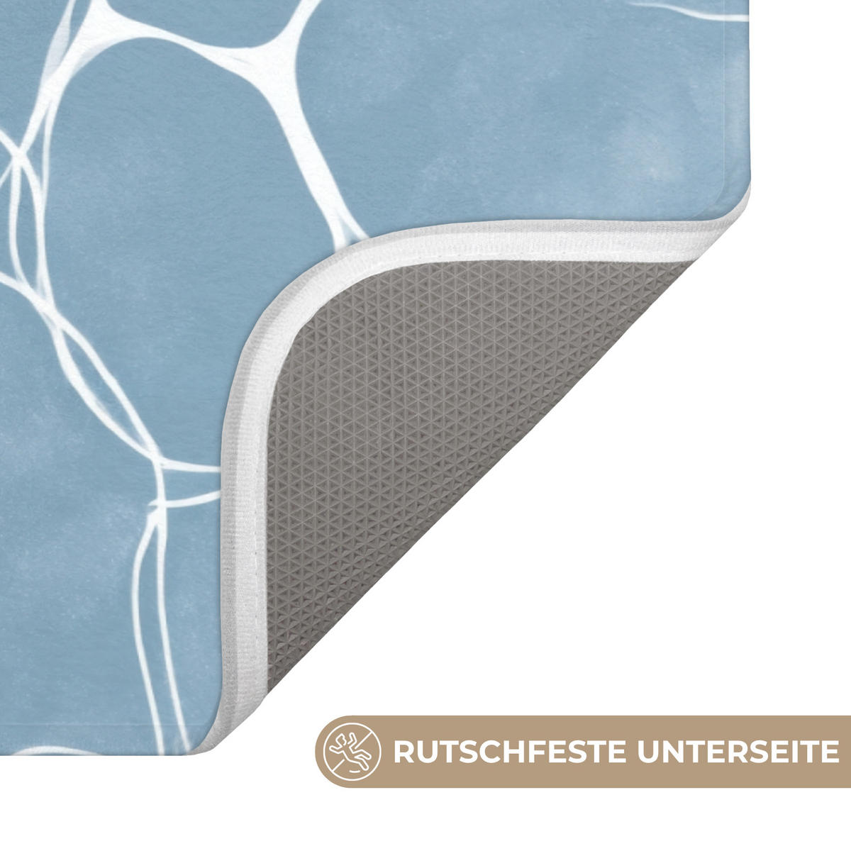 BADEMATTE Organisch - Muster - Blau 90x60 cm - Hellblau, Kunststoff/Textil (90/60cm)