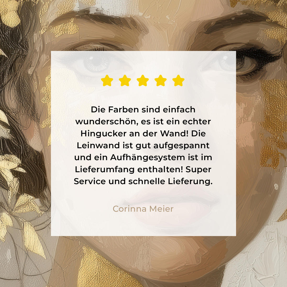 LEINWANDBILD Gesicht - Frau - Blätter - Gold Wandbild Wohnzimmer 60x80 cm - Beige, Textil (60/80cm) - MuchoWow