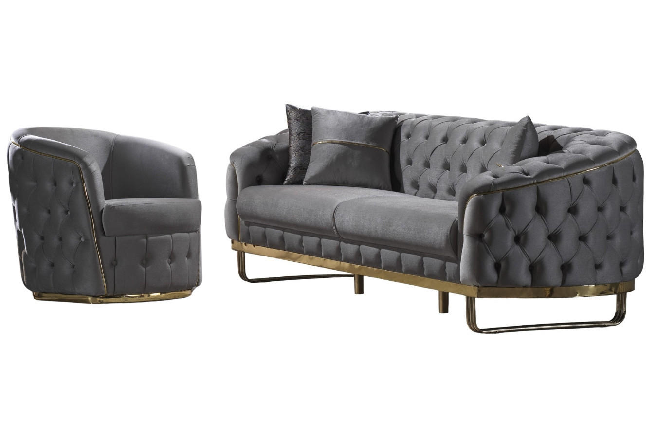 SITZGARNITUR Fairy Grau Stellvariante:2+1 - Grau, Holz (200/70/100cm) - Villa Möbel