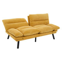 2-SITZER SOFA mit Verstellbare Rückenlehne und Armlehnen, Metallfüße, Senfgelb - Gelb, Textil (90/76/165cm) - KOMHTOM