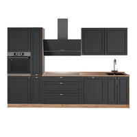 KÜCHENZEILE Fame-Line, Anthrazit-Gold Landhaus/Goldkraft Eiche, 310 cm, AP Eiche - Honigeiche/Anthrazit, Holzwerkstoff (310/206.8/60cm) - Vicco