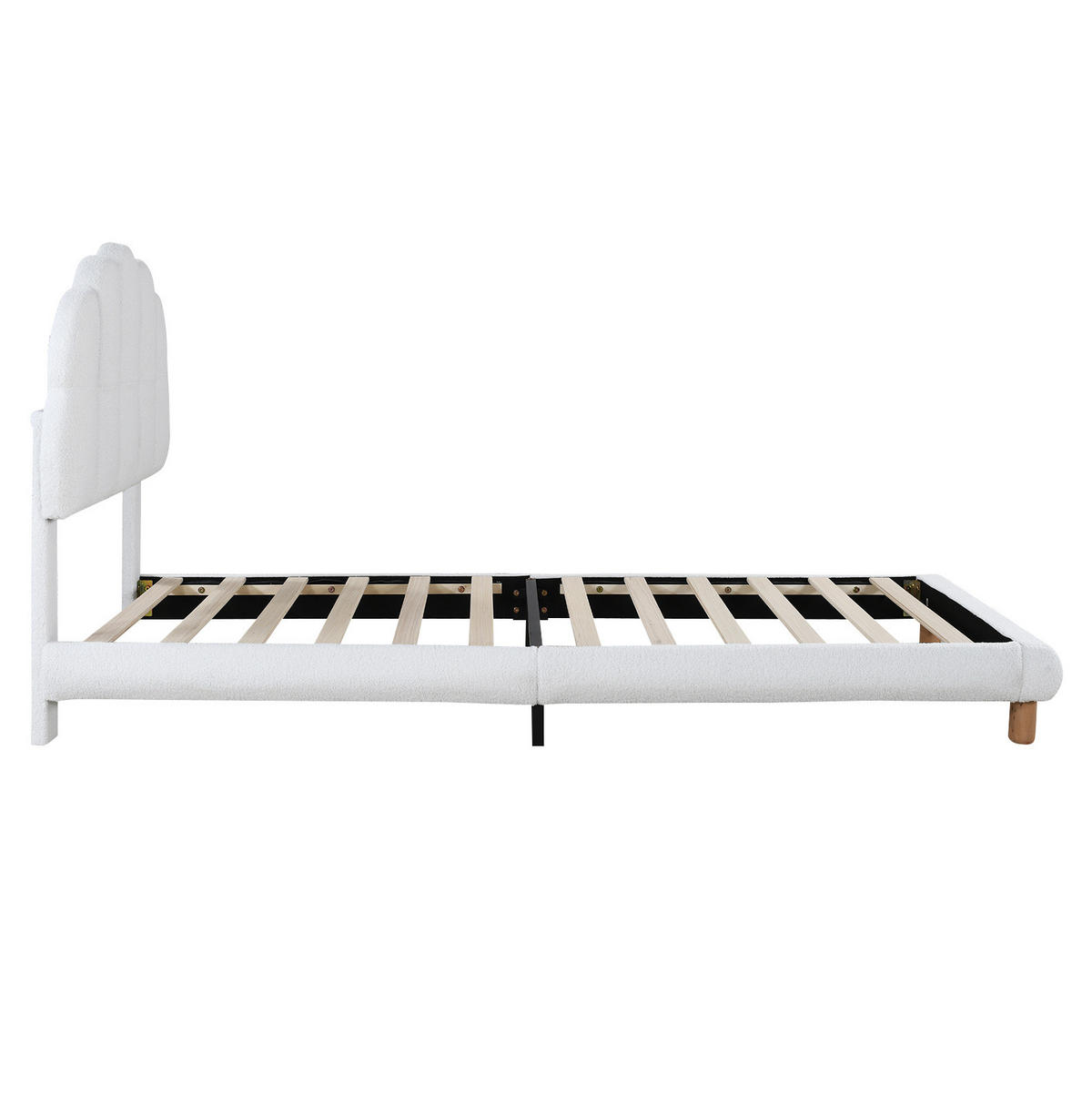 POLSTERBETT aus Bouclé und MDF 90x200 cm Weiß mit verstellbarem Kopfteil - Weiß, Textil (90/200cm) - IVMEU