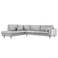 ECKSOFA mit Ottomane - Eichefarben/Hellgrau, Eichenholz/Textil (287/219cm) - home24