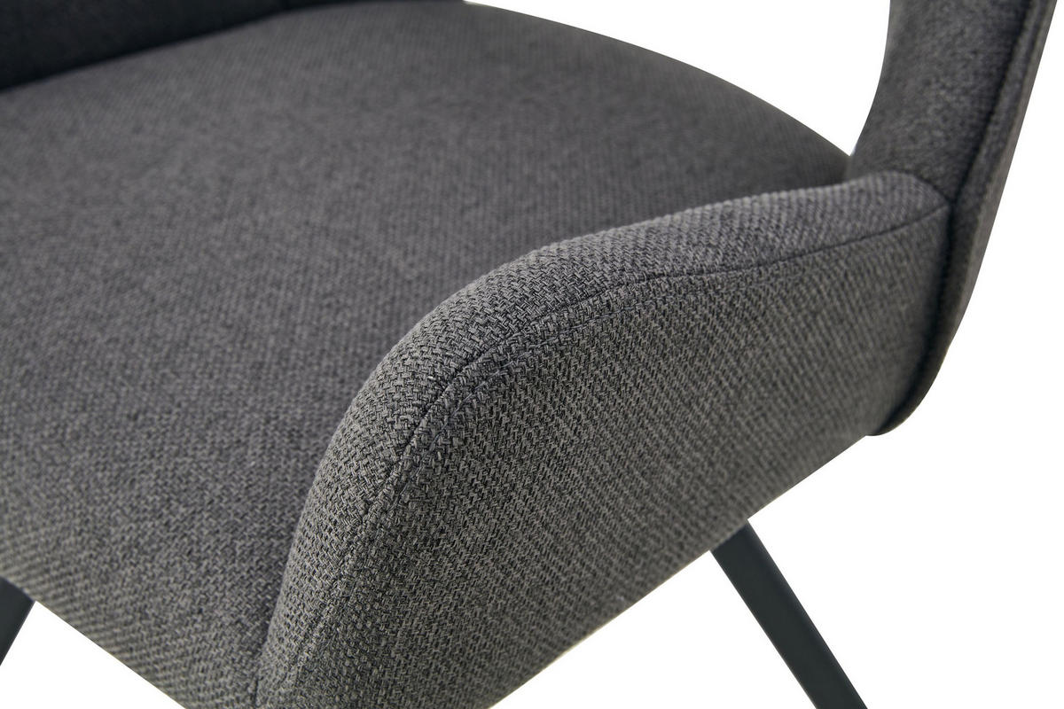 ARMLEHNENSTUHL Helen anthrazit 2er Set - Anthrazit/Schwarz, Textil/Metall (56/91/63cm) - Xonox