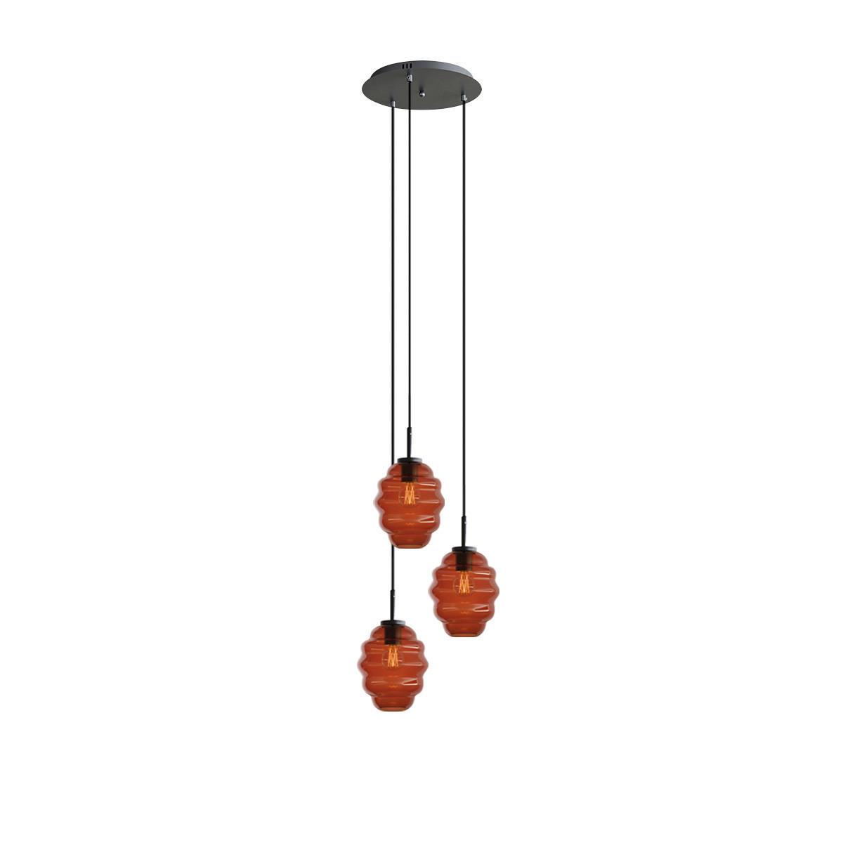 GALERIELEUCHTE Echos 3-flammig Braun Ø 18cm - Schwarz/Braun, Glas (18/18/20cm) - s.luce