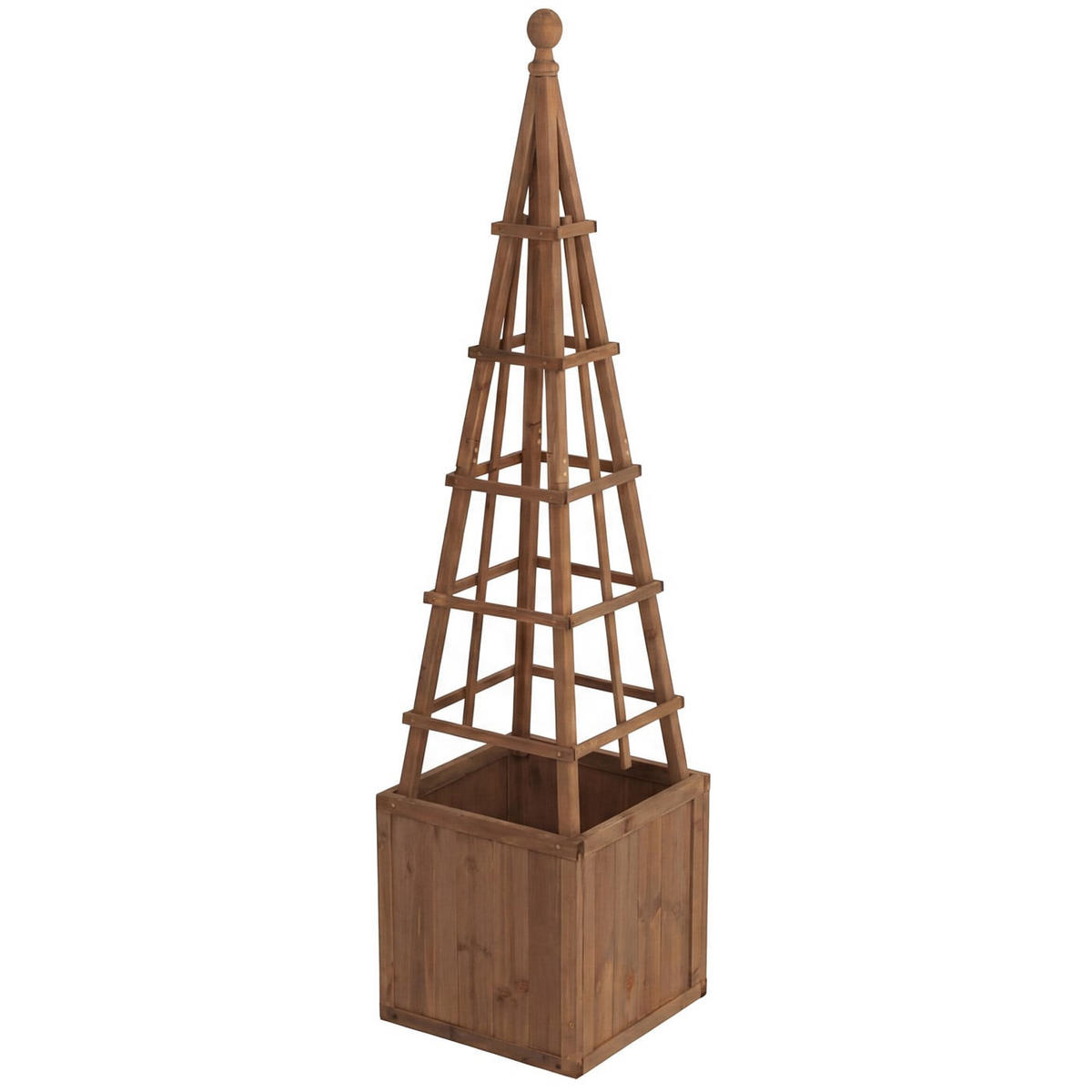 RANKGITTER MIT PFLANZKASTEN Dunkelbraun - Dunkelbraun, Holz (168cm) - MCW