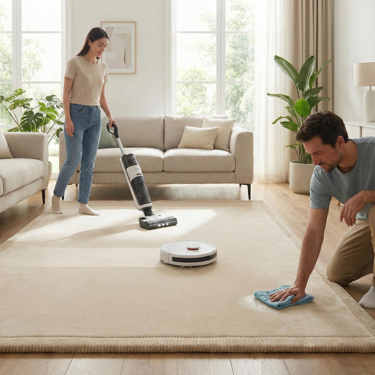 KRABBELTEPPICH samtweich, kuschelig und ÖKO-TEX zertifiziert - Sand/Beige 200x300cm - Beige, Textil (300/200cm) - Sanosoft