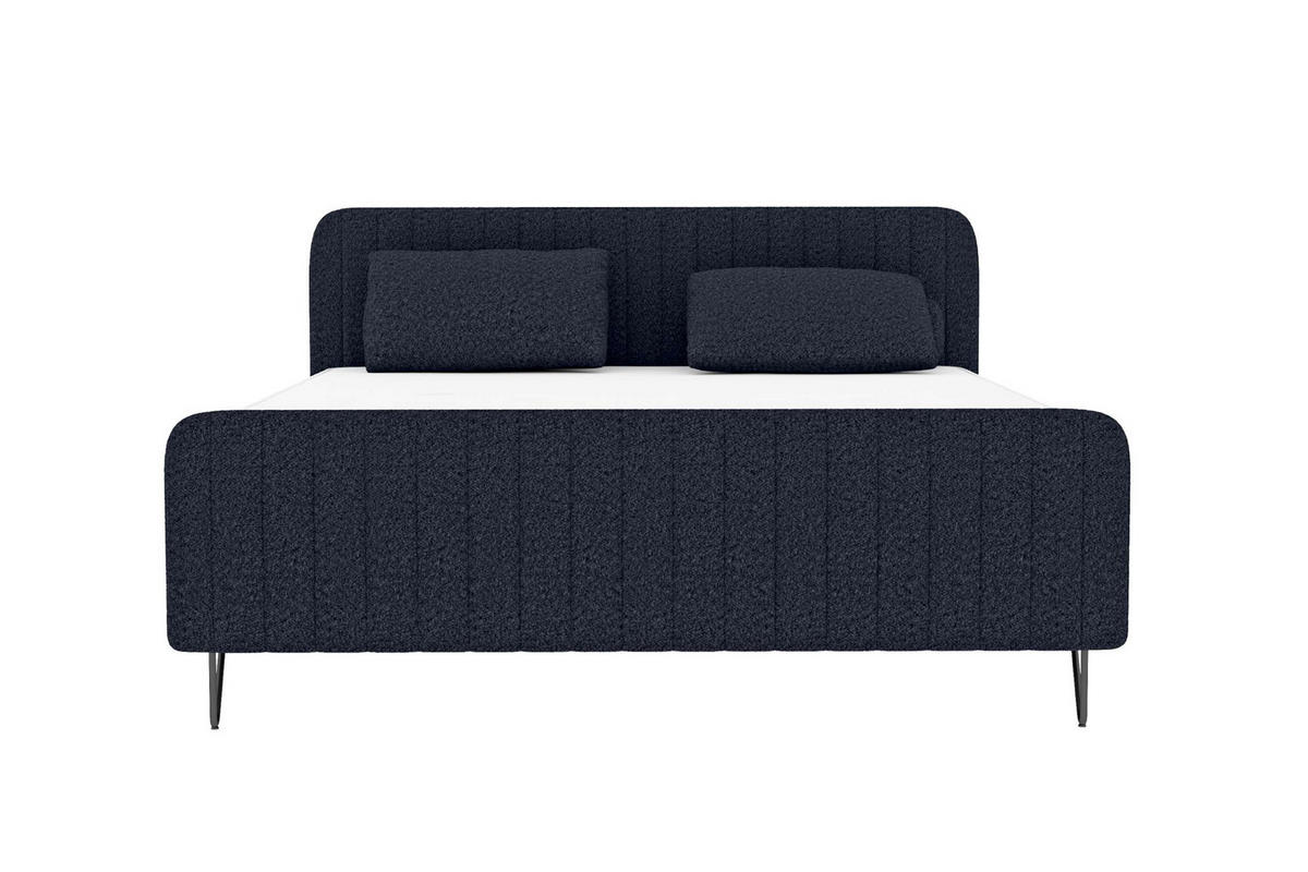 BOXSPRINGBETT LUCIO Bouclé-Stoff Dunkelblau 180/200 cm - Schwarz/Dunkelblau, Textil/Metall (180/200cm) - 99rooms