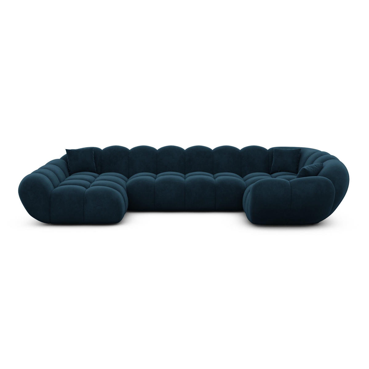 WOHNLANDSCHAFT Liva Mitternachtsblau Samtstoff U-Form XL Links - Dunkelblau, Textil (323/70/193cm) - VAROYAL