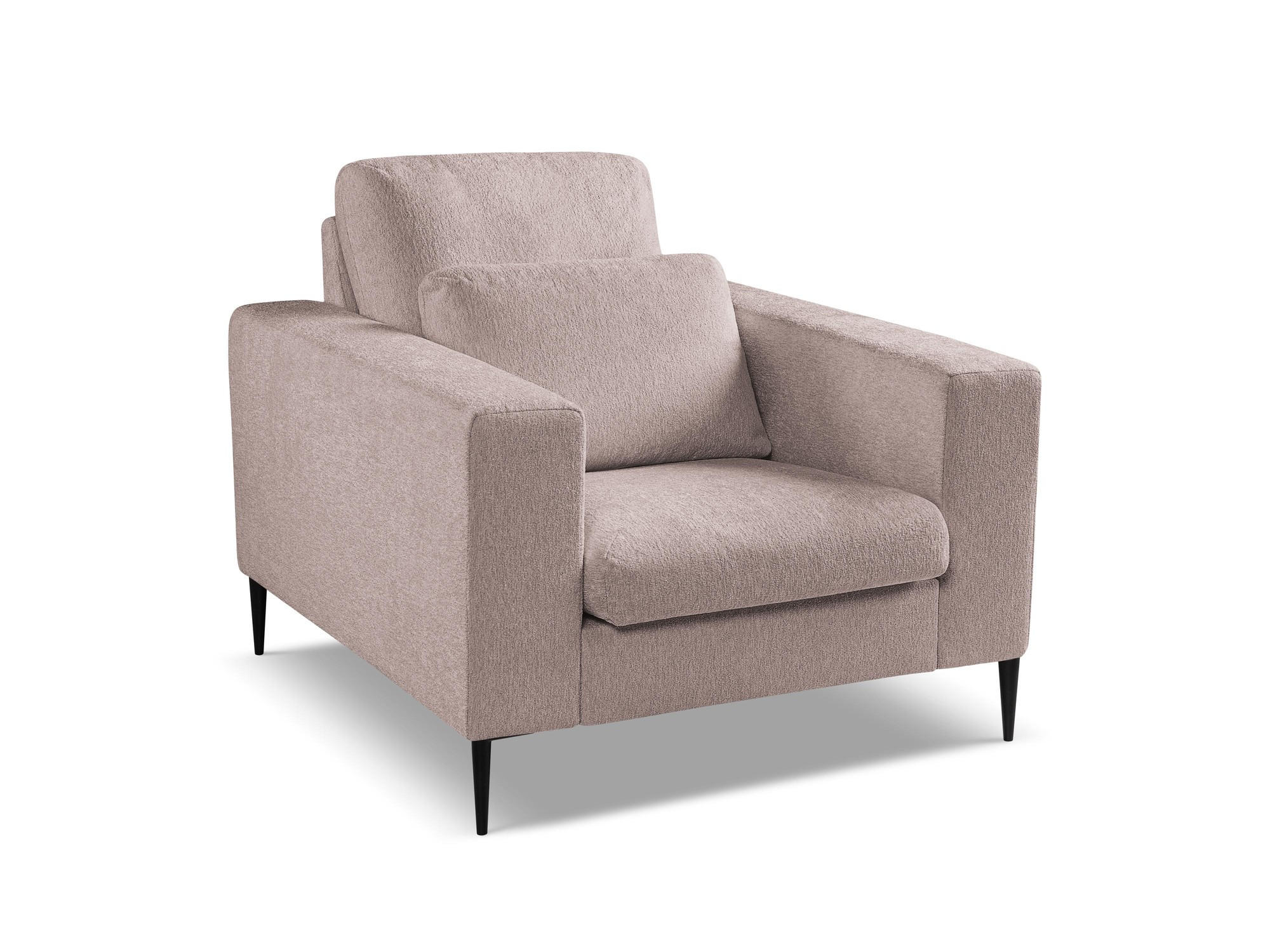 SESSEL Chenille Stoff Pink - Hellrosa/Schwarz, Holzwerkstoff/Textil (93/88/105cm) - Makamii