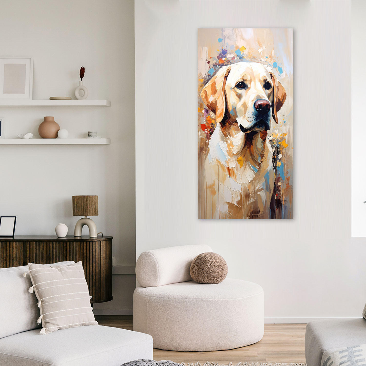 LEINWANDBILD Labrador Retriever Hund Tier 40x80cm - Beige, Textil (40/80cm) - Feeby