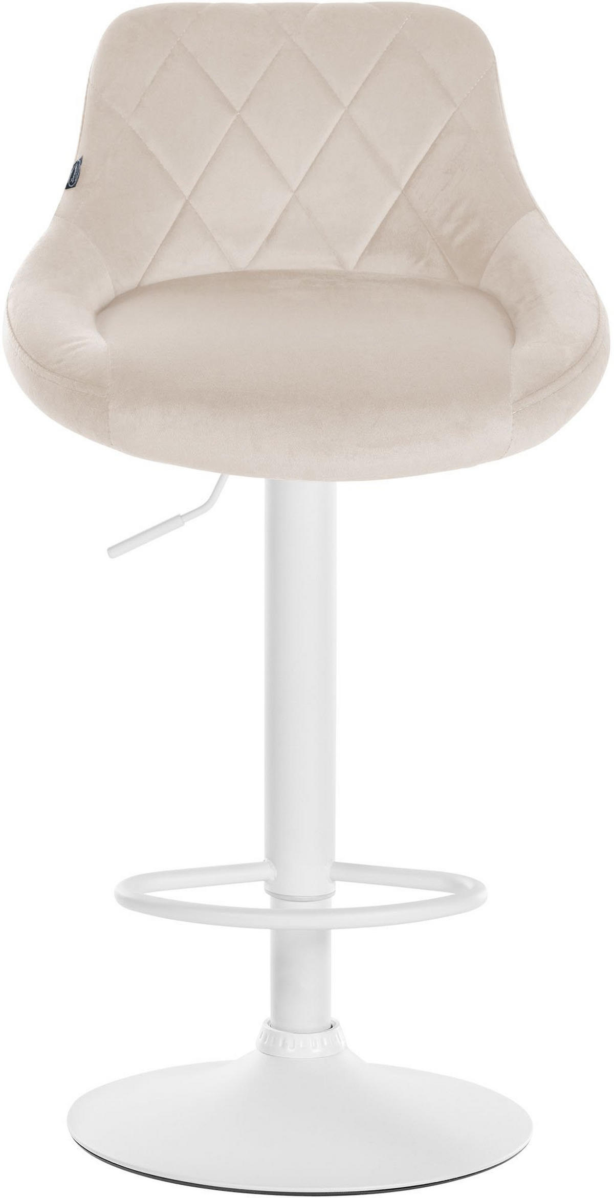 BARHOCKER 2er Set Samt creme - Creme/Weiß, Textil/Metall (46/83/49cm) - CLP