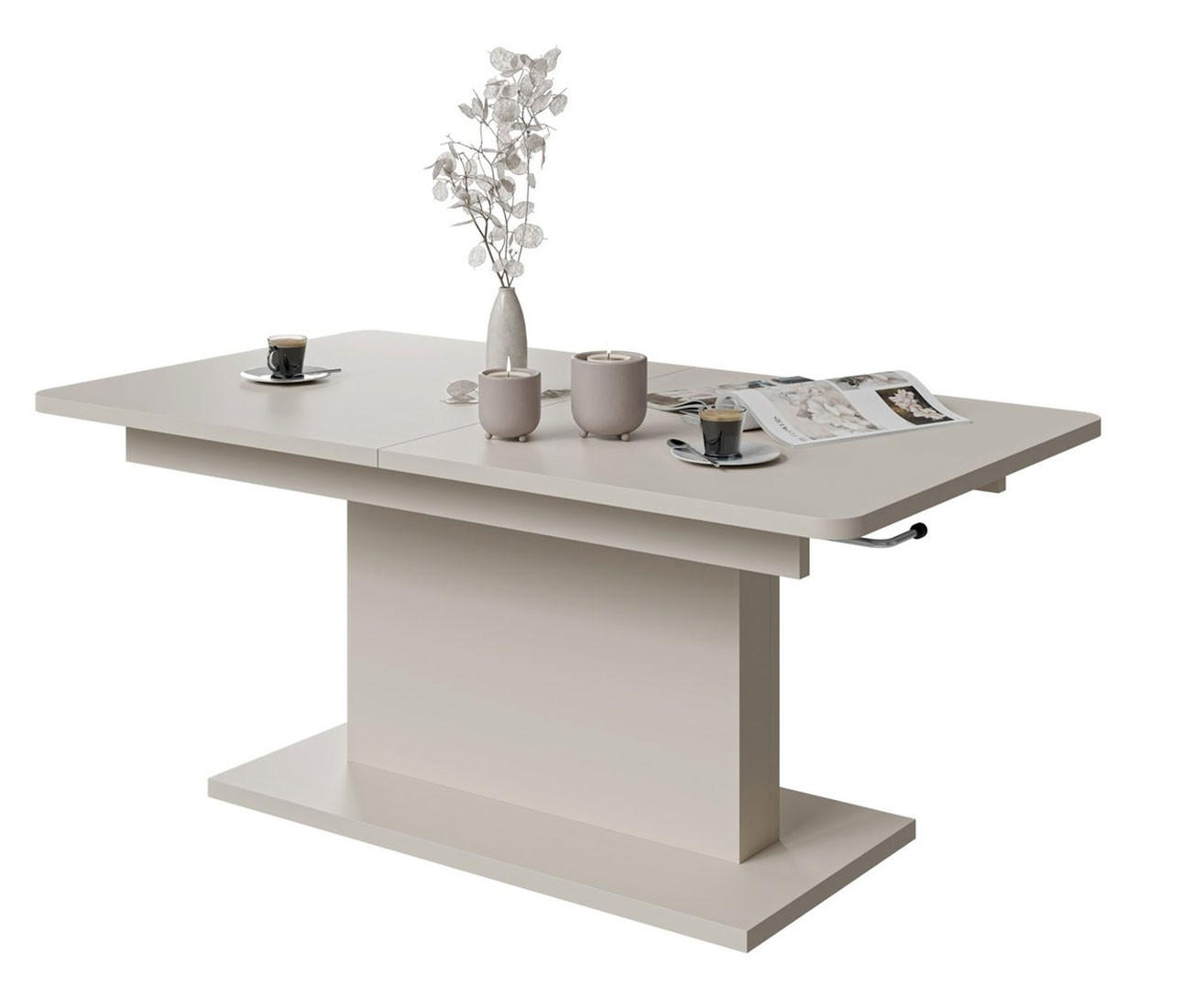 WOHNZIMMERTISCH Busetti Kaschmir 126-167 / 70 / 56-74cm - Beige, Holz/Holzwerkstoff (70/167/74cm) - Feldmann-Wohnen