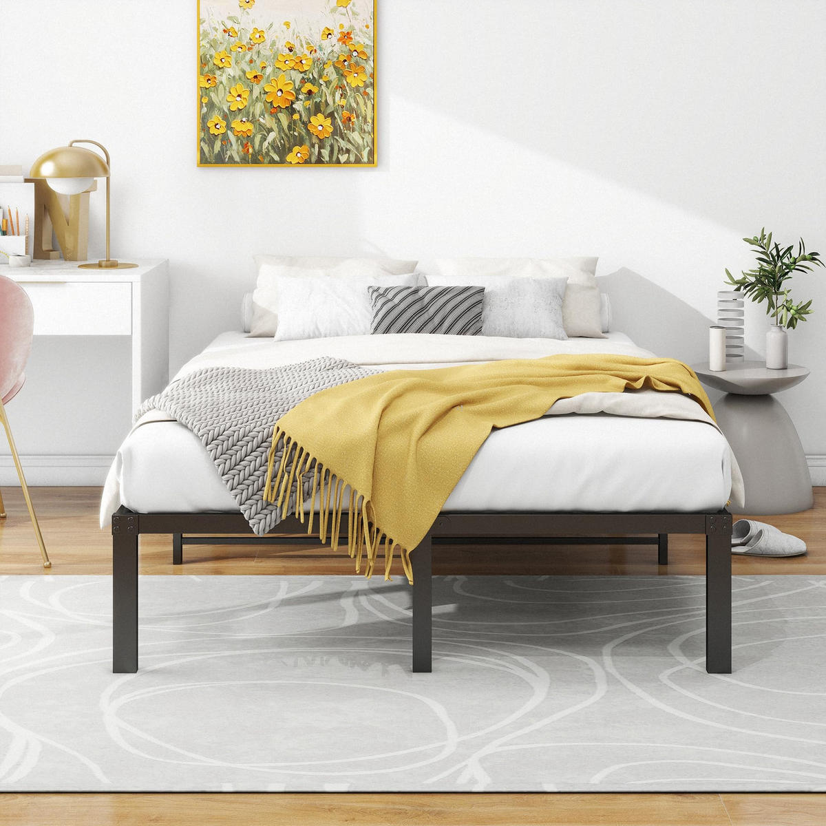 METALLBETT 120/200 cm DE-33035 mit Stauraum und geräuschlos Schwarz - Schwarz, Metall (120/200cm) - ComfortXL