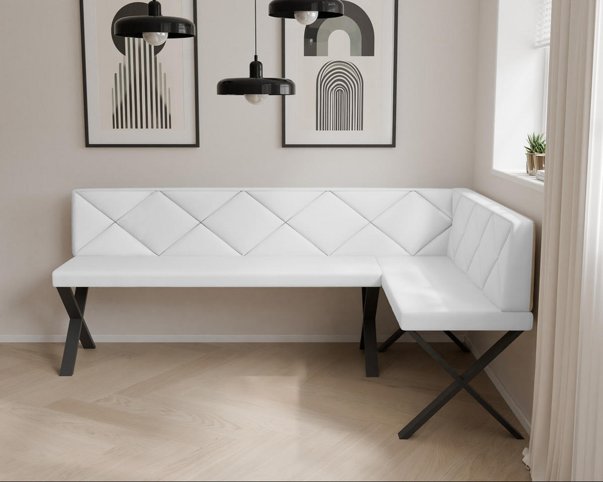 ECKBANK rechts VERO X Kunstleder gesteppt, 128/168 cm Weiß - Weiß, Kunststoff/Textil (128/168cm) - Idohome