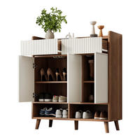 SCHUHSCHRANK Weiß Holz 3 Türen 2 Schubladen 90x35x100cm - Multicolor, Holzwerkstoff (35/100/90cm) - FLIEKS