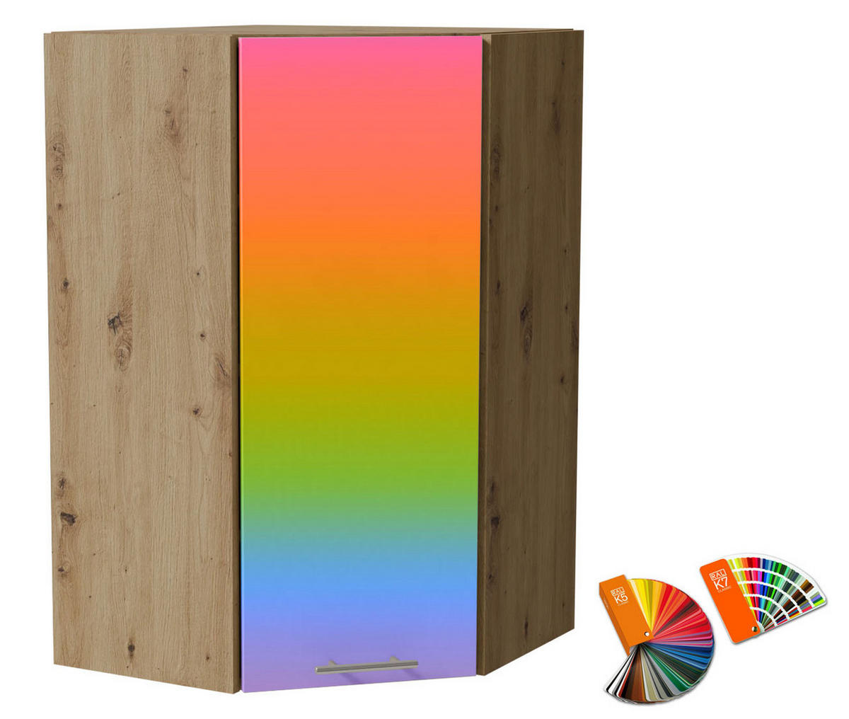 ECKHÄNGESCHRANK Brerra RAL Wunschfarbe (K5/K7) / Eiche Artisan Matt 60 / 60 / 96cm - Multicolor/Eiche Artisan, Holz/Holzwerkstoff (60/96/60cm) - Feldmann-Wohnen