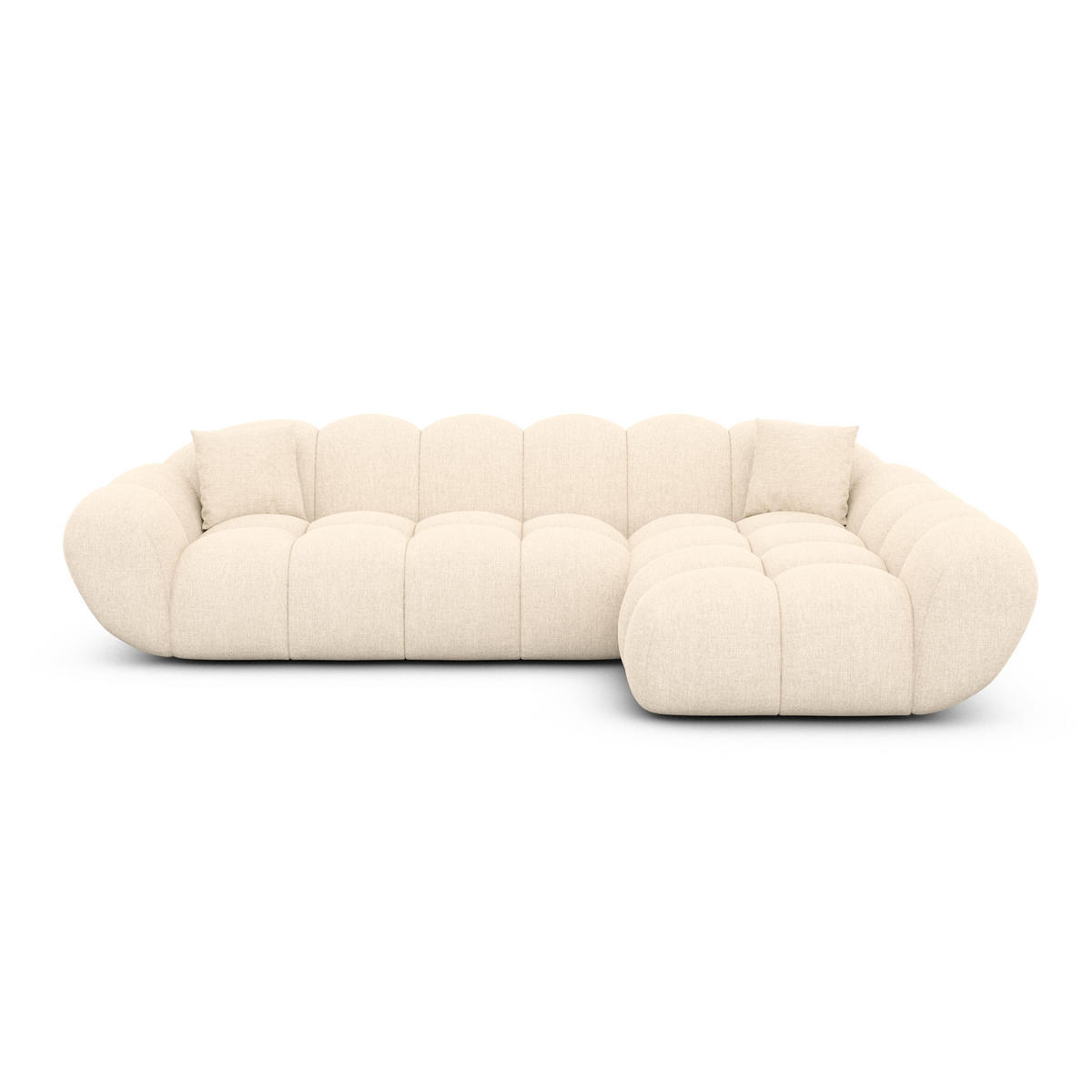 ECKSOFA Liva Creme Strukturstoff L-Form Rechts - Creme, Textil (160/265cm) - VAROYAL