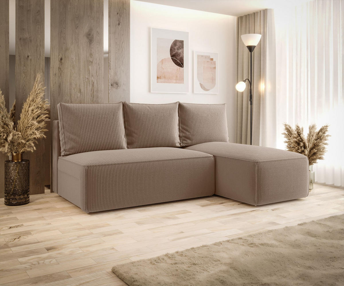 ECKSOFA mit Schlaffunktion SAVIO MINI Poso 02 Rechts - Cappuccino, Textil (200/140cm) - Bedante