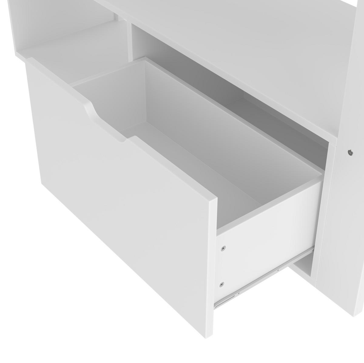 HOCHBETT 140/200 cm Weiß aus Kiefernholz und MDF mit Schreibtisch und LED-Beleuchtung - Weiß, Holz (140/200cm) - OKMYHOME