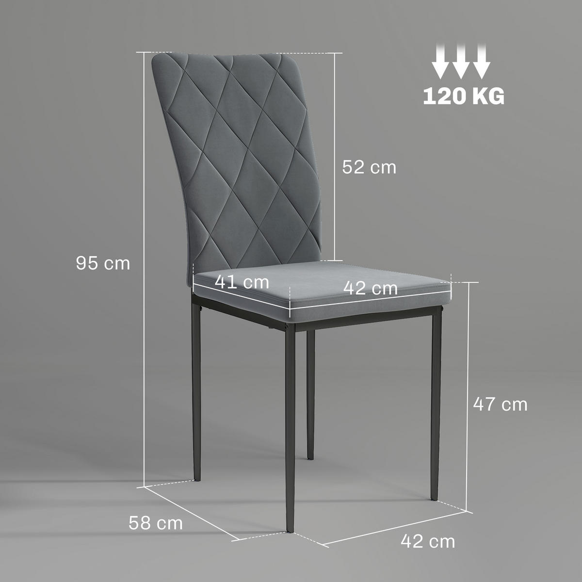 ESSZIMMERSTÜHLE 4er-Set - Dunkelgrau, Kunststoff (42/95/58cm) - HOMCOM