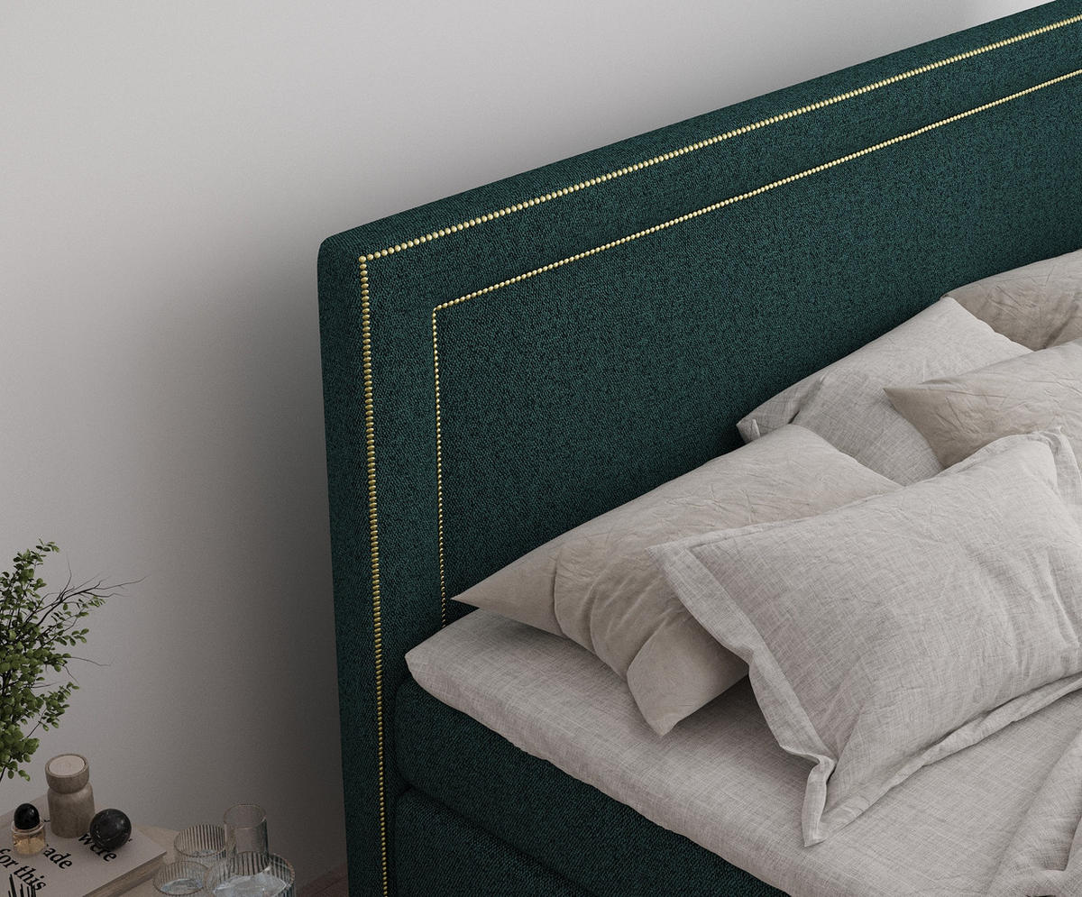 BOXSPRINGBETT Luxora Grün 200/200 cm - Schwarz/Grün, Holz/Holzwerkstoff (200/200cm) - Maison de Reve