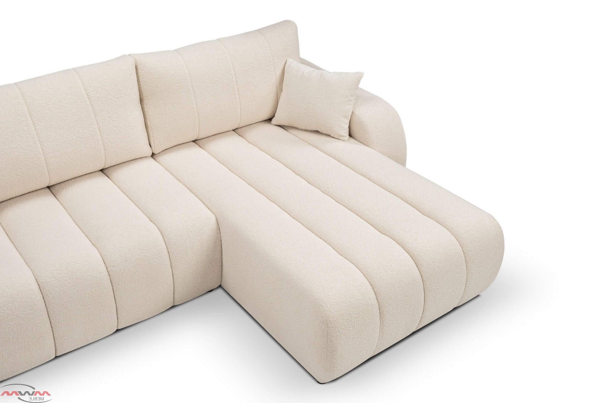 ECKSOFA BALOO mit Schlaffunktion 297x180 cm, Weiß, Rechts - Weiß, Holz/Textil (276/176cm) - DomoHome