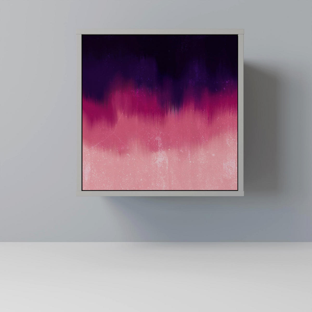 SIDEBOARD AURORA BOREALIS, Grau, 57,5x42x72,5 cm, Schwarze Metallfüße - Multicolor/Schwarz, Holzwerkstoff/Metall (57.5/72.5/42cm) - SpaceRebels