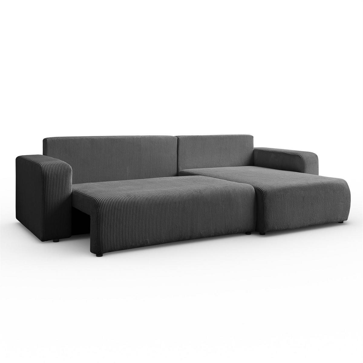 ECKSOFA Gepolstertes PRESTIGE XL mit Schlaffunktion und Bettkasten, Poso 60 - Grau, Textil (277/143cm) - Lookway