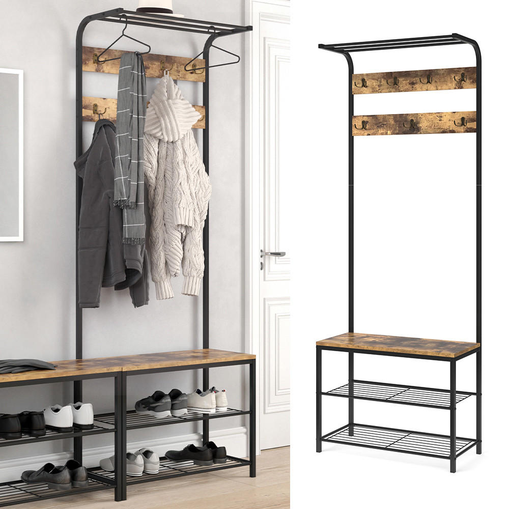 WANDGARDEROBE Fyrk Antikholz 70 x 190 cm - Eichefarben/Schwarz, Holzwerkstoff (70/190/30cm) - Vicco