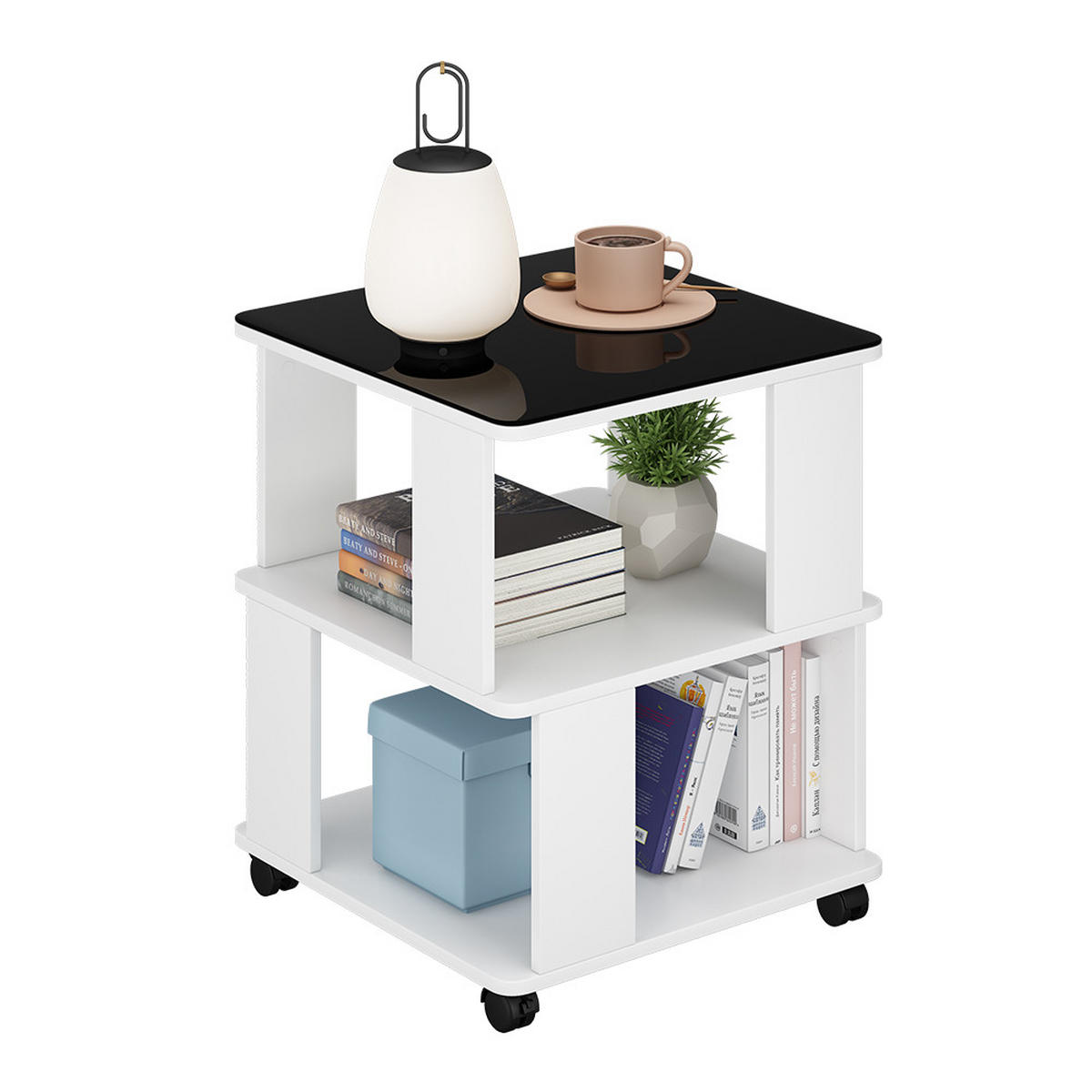 COUCHTISCH Velito Weiß/Schwarz 50 x 50 cm - Schwarz/Weiß, Holzwerkstoff (50/50/60.5cm) - Vicco