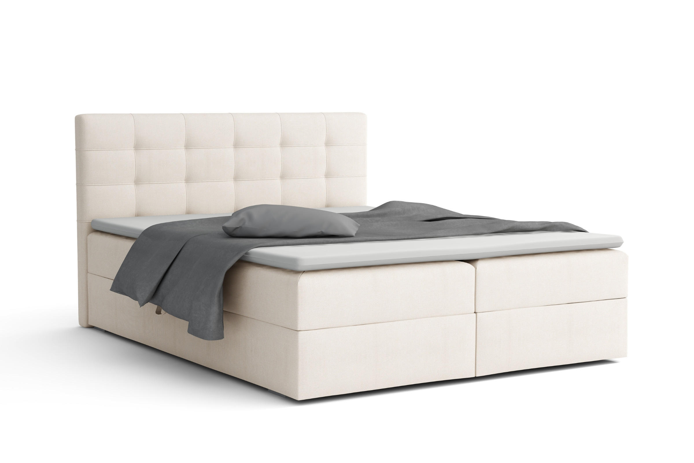 BOXBETT FLORIDA 160/200 in Velour Creme - Creme, Holz/Holzwerkstoff (160/200cm) - Deine Möbel 24
