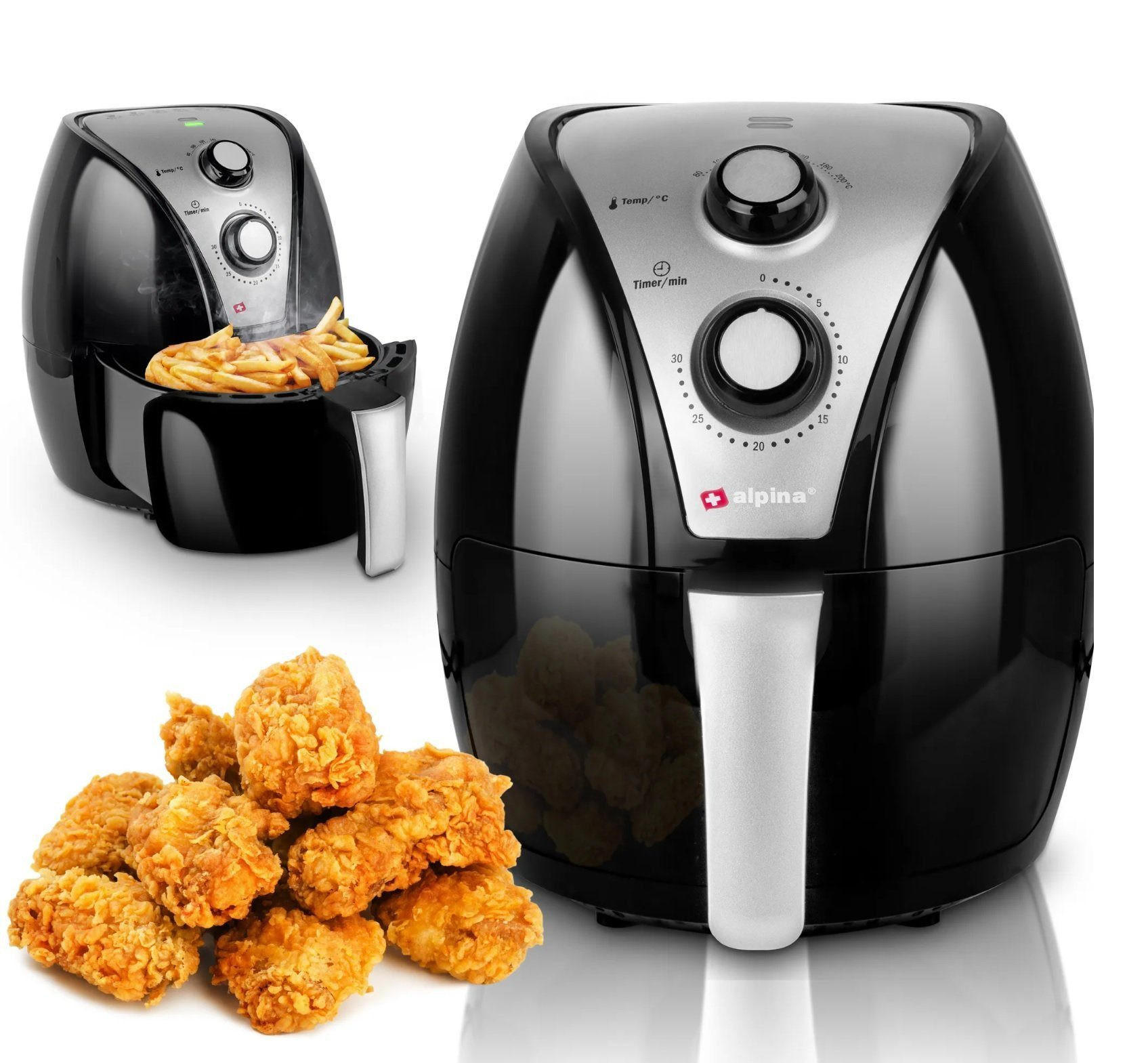 HEISSLUFTFRITTEUSE 3L 1300W Schwarz Kompakt - Schwarz, Kunststoff (25/30/30cm) - Alpina