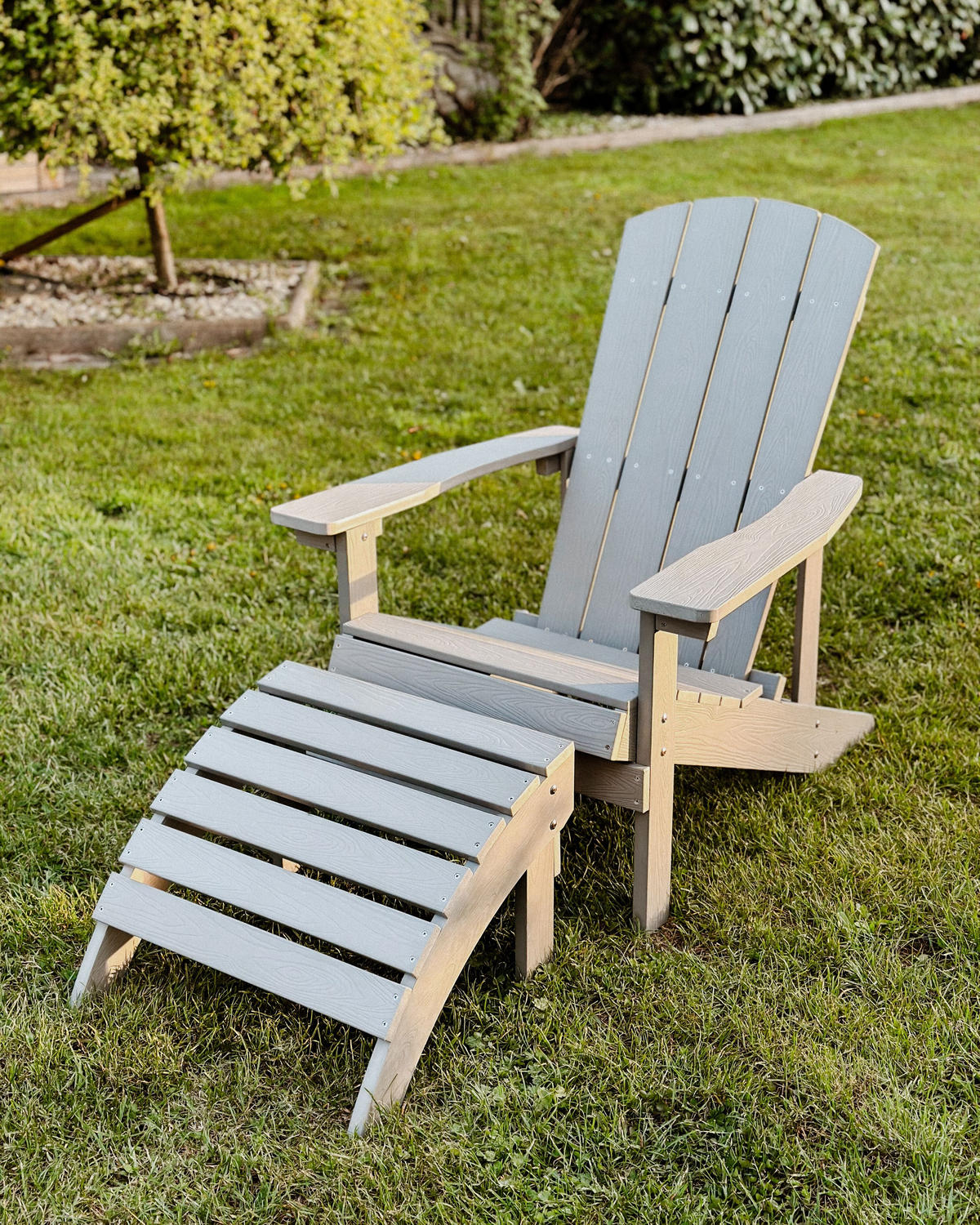 FUSSHOCKER Kunstholz hellgrau Adirondack - Hellgrau, Kunststoff (50/34/43cm) - Beliani