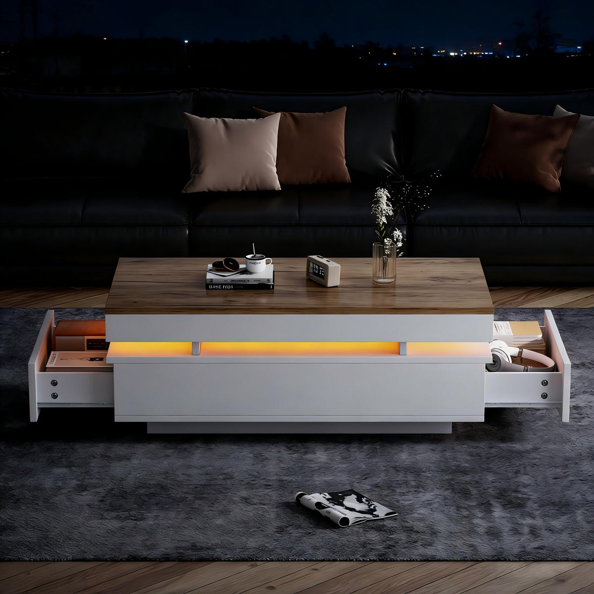 COUCHTISCH Weiß/Holzfarbe - Weiß, Holzwerkstoff (100/50/35cm)