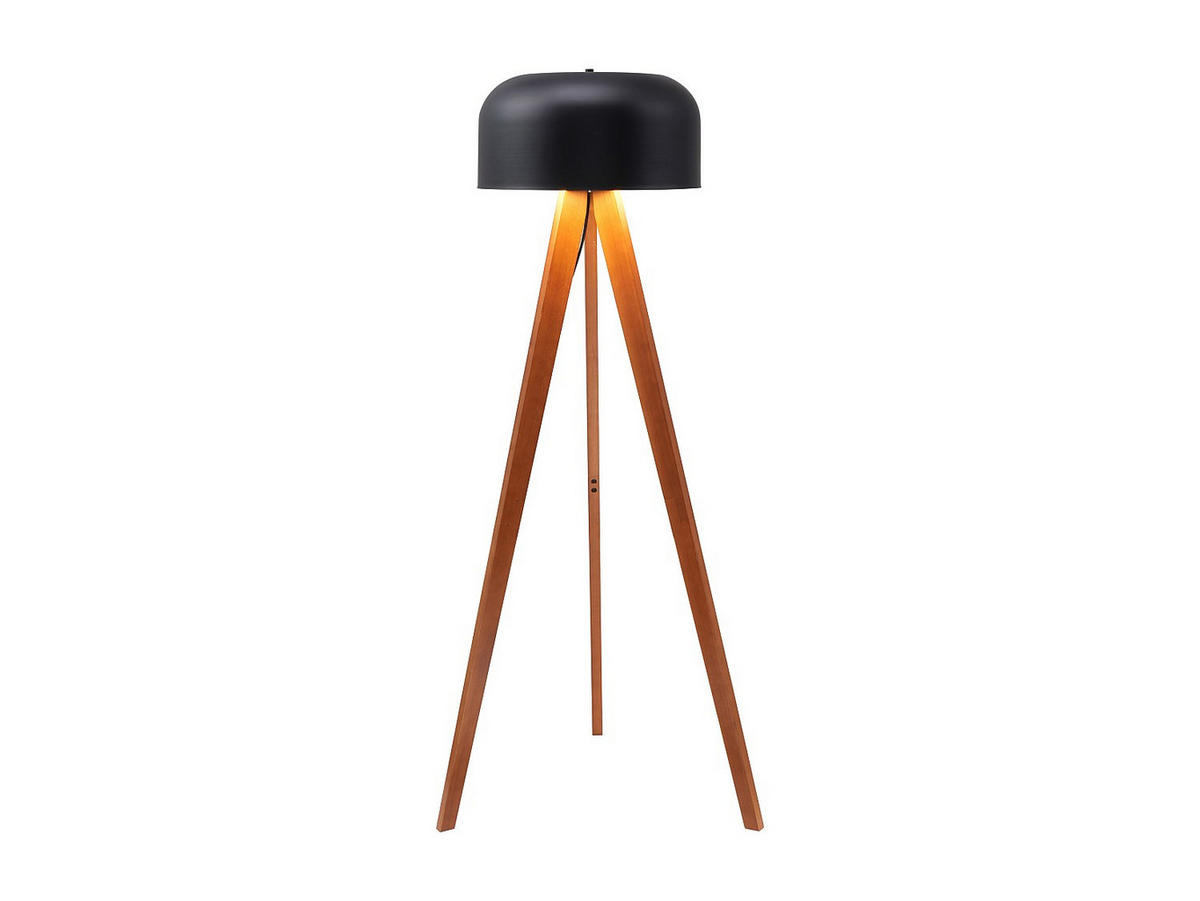 STEHLAMPE - 42 cm x 42 cm - holz - schwarz, naturfarben dunkel Pavico - Schwarz/Naturfarben, Holz (42/42/145cm) - Vente-Unique