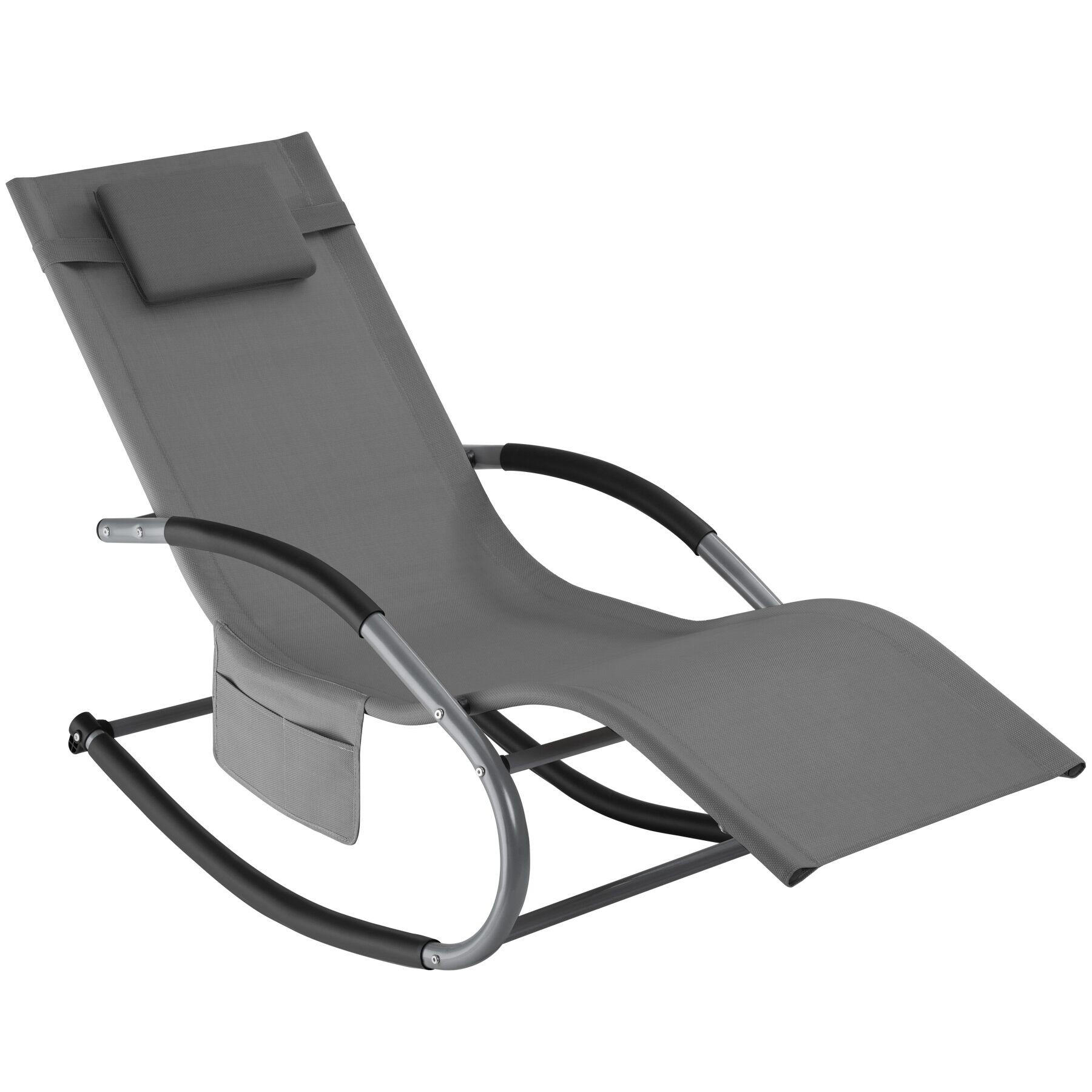 GARTENLIEGE Taya,abnehmbares Kopfpolster, seitliche Aufbewahrungstasche,grau - Grau, Kunststoff (62/92/142cm) - tectake