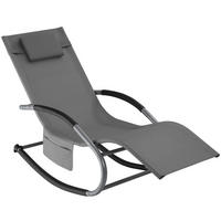 GARTENLIEGE Taya,abnehmbares Kopfpolster, seitliche Aufbewahrungstasche,grau - Grau, Kunststoff (62/92/142cm) - tectake