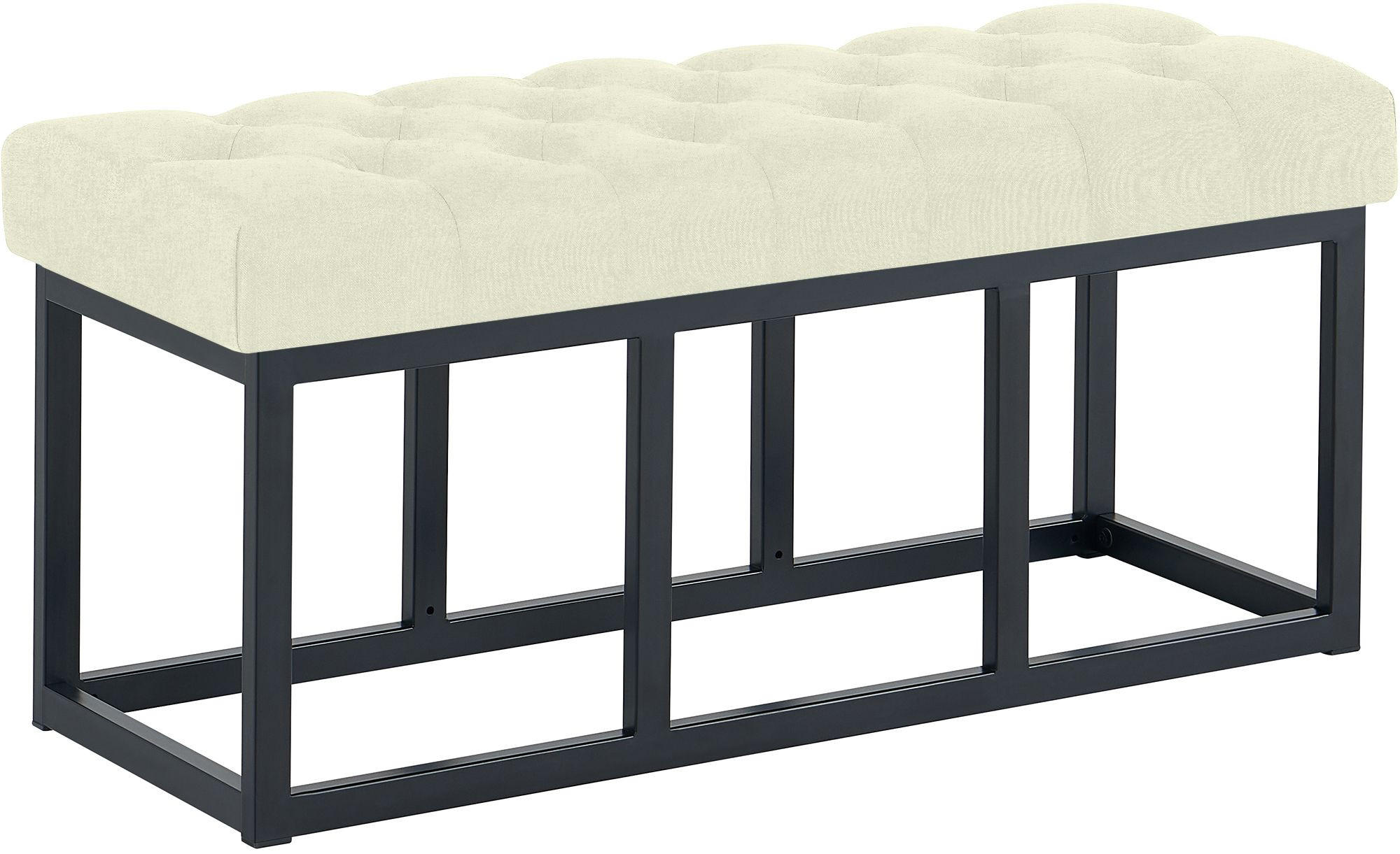 SITZBANK 100/38 cm Stoff Creme - Creme/Schwarz, Textil/Metall (100/46/38cm) - CLP