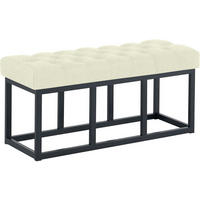 SITZBANK 100/38 cm Stoff Creme - Creme/Schwarz, Textil/Metall (100/46/38cm) - CLP