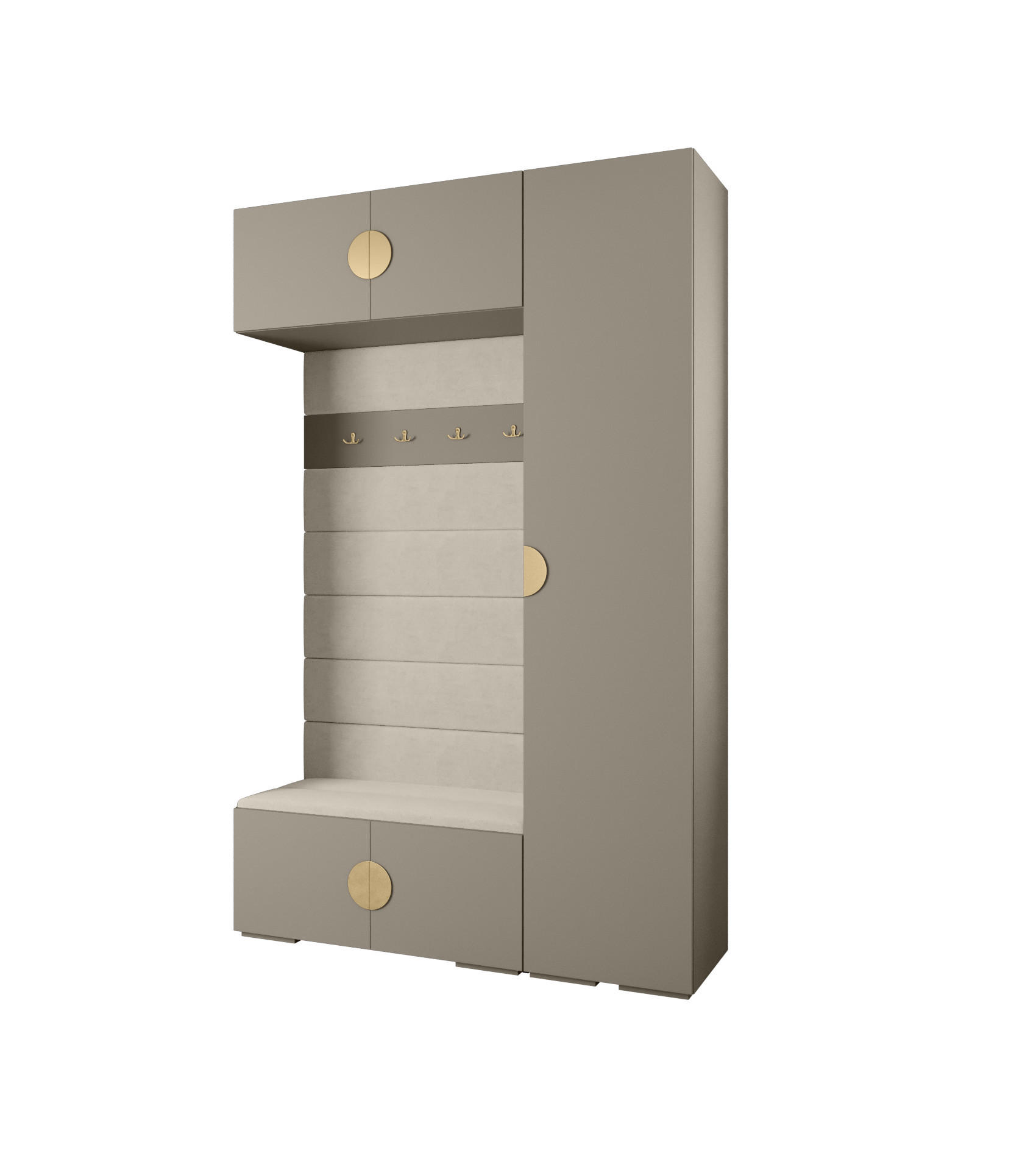 Abiks Möbel Garderoben-Set Kaschmir, Beige, Gold 150x236.7x47 cm