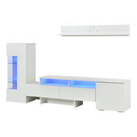 WOHNWAND DE-40404 3-teilig mit LED und Hochglanz Weiß - Weiß, Holzwerkstoff (170/45/35cm) - ComfortXL