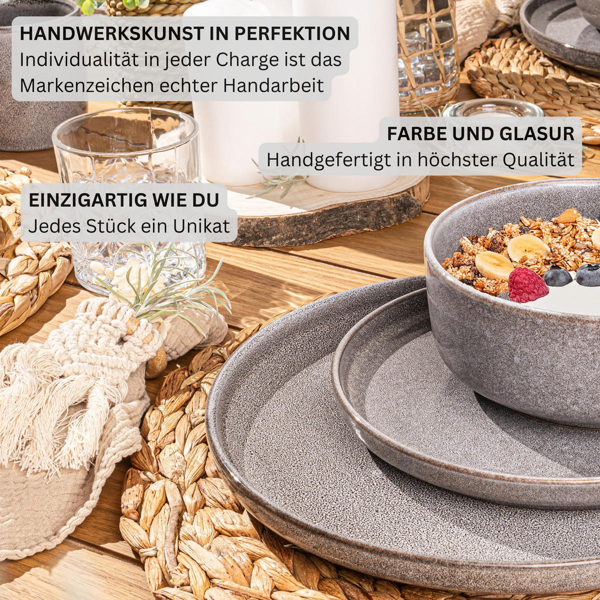 SPEISETELLER SET KAIRO MONDGRAU - 6 teilig aus Steingut - Dunkelgrau, Keramik (35cm) - Sänger