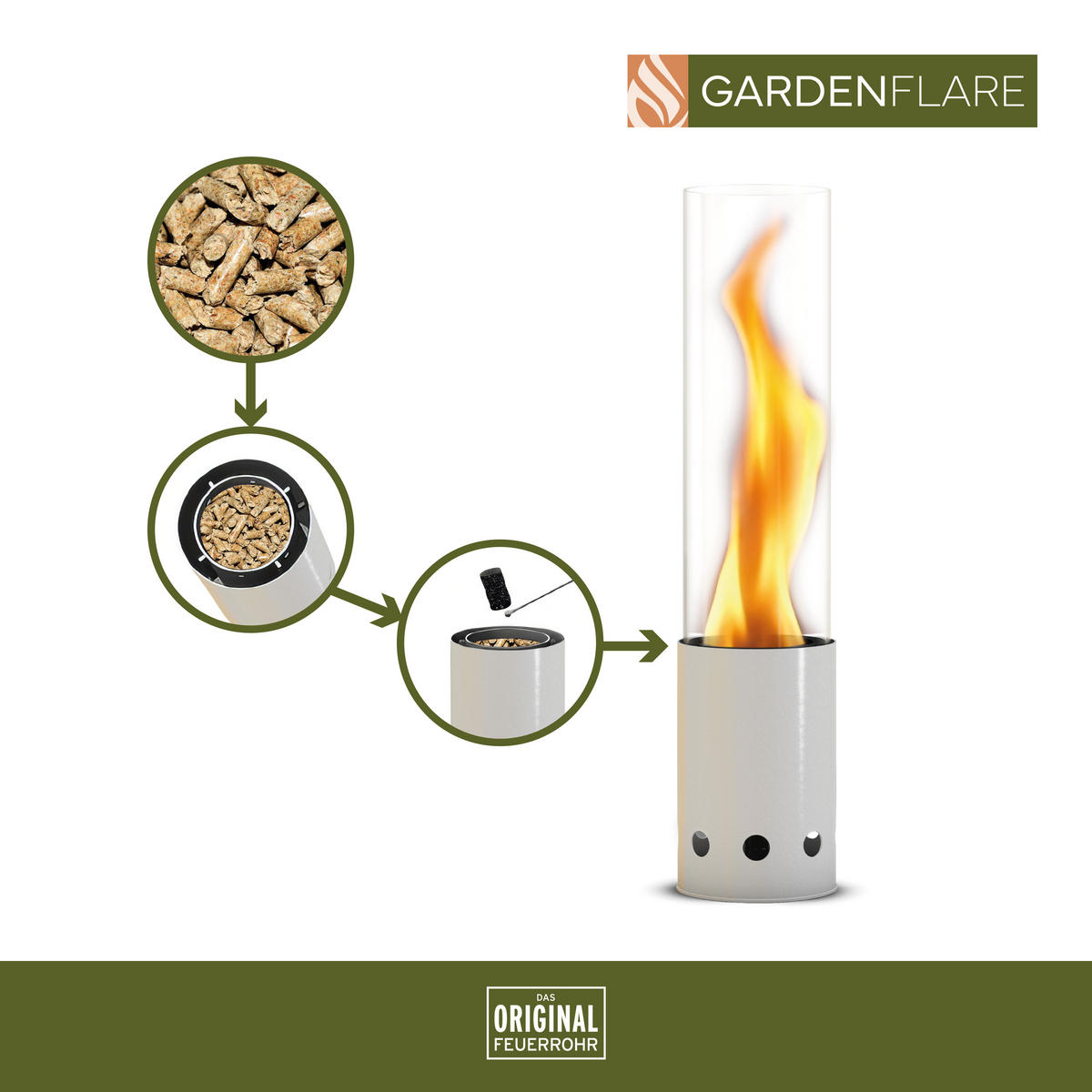 TISCHFEUER weiß, 50 cm Höhe Edelstahl - Weiß, Metall (10.8/50.1/10.8cm) - Gardenflare