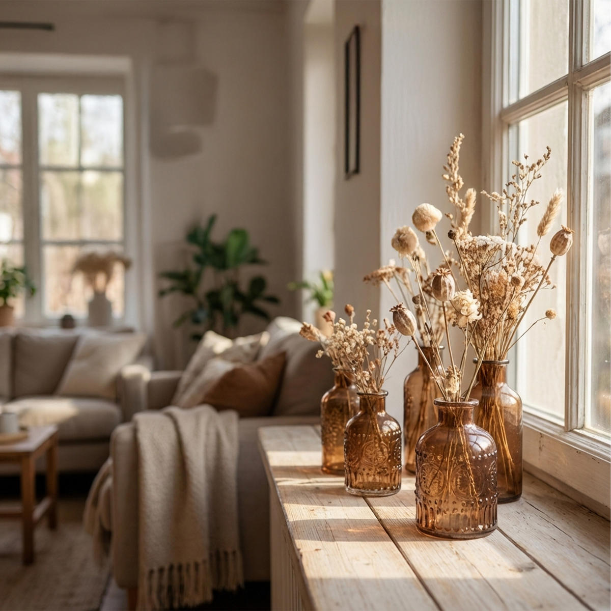 12XSKLENENÁ váza - svetlohnedá, sklo (6/13cm) - Relaxdays