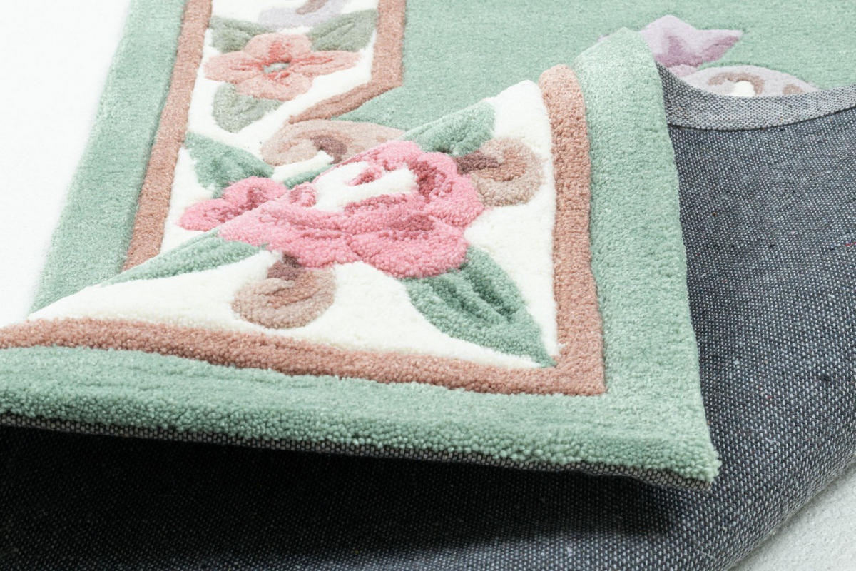 HANDTUFTTEPPICH Ming Bettumrandung 70x600 cm - Grün, Textil (70/600cm) - THEKO