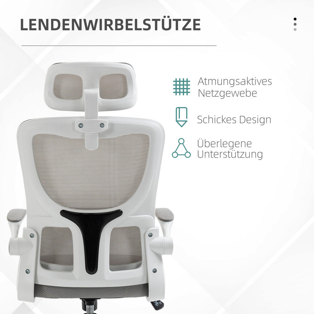 GAMINGSTUHL 60/59/114-122 cm, ergonomisch, höhenverstellbar, Mesh, grau - Grau, Textil (59/122/60cm) - Redom